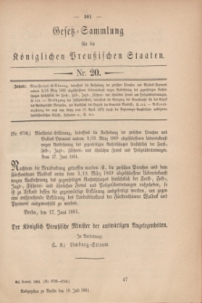 Gesetz-Sammlung für die Königlichen Preußischen Staaten. 1881, Nr. 20 (18 Juli)