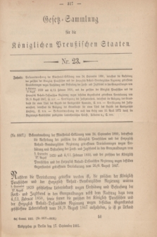 Gesetz-Sammlung für die Königlichen Preußischen Staaten. 1881, Nr. 23 (17 September)