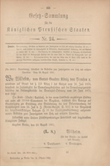 Gesetz-Sammlung für die Königlichen Preußischen Staaten. 1881, Nr. 24 (16 Oktober)