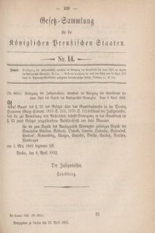 Gesetz-Sammlung für die Königlichen Preußischen Staaten. 1882, Nr. 14 (24 April)