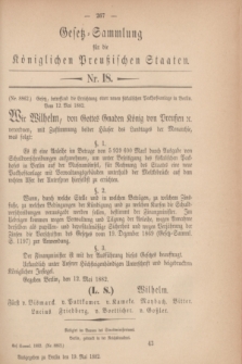 Gesetz-Sammlung für die Königlichen Preußischen Staaten. 1882, Nr. 18 (19 Mai)