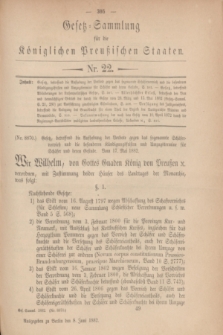Gesetz-Sammlung für die Königlichen Preußischen Staaten. 1882, Nr. 22 (8 Juni)