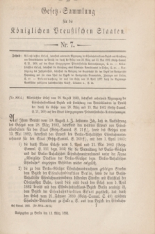 Gesetz-Sammlung für die Königlichen Preußischen Staaten. 1883, Nr. 7 (13 März)
