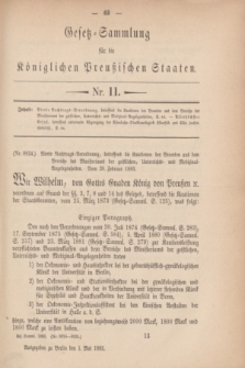 Gesetz-Sammlung für die Königlichen Preußischen Staaten. 1883, Nr. 11 (1 Mai)