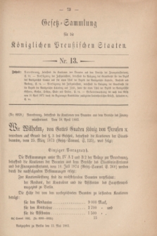 Gesetz-Sammlung für die Königlichen Preußischen Staaten. 1883, Nr. 13 (15 Mai)