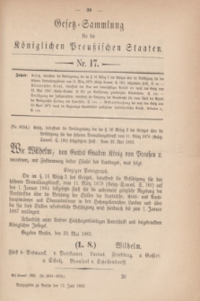 Gesetz-Sammlung für die Königlichen Preußischen Staaten. 1883, Nr. 17 (12 Juni)