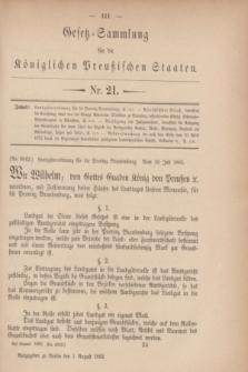 Gesetz-Sammlung für die Königlichen Preußischen Staaten. 1883, Nr. 21 (1 August)