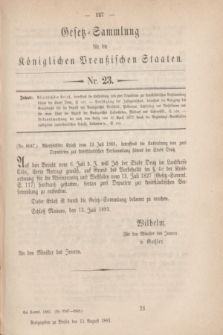 Gesetz-Sammlung für die Königlichen Preußischen Staaten. 1883, Nr. 23 (15 August)