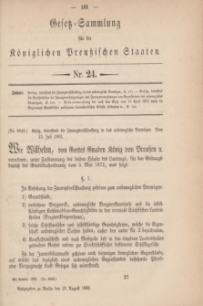 Gesetz-Sammlung für die Königlichen Preußischen Staaten. 1883, Nr. 24 (23 August)