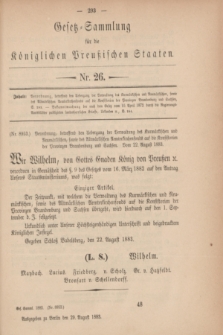 Gesetz-Sammlung für die Königlichen Preußischen Staaten. 1883, Nr. 26 (29 August)