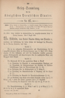 Gesetz-Sammlung für die Königlichen Preußischen Staaten. 1883, Nr. 27 (13 September)