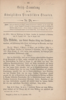 Gesetz-Sammlung für die Königlichen Preußischen Staaten. 1883, Nr. 28 (29 September)