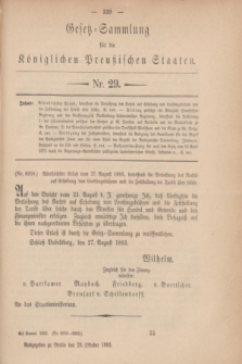 Gesetz-Sammlung für die Königlichen Preußischen Staaten. 1883, Nr. 29 (23 Oktober)