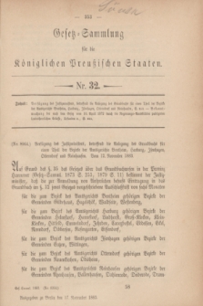 Gesetz-Sammlung für die Königlichen Preußischen Staaten. 1883, Nr. 32 (17 November)