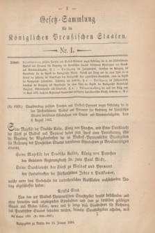 Gesetz-Sammlung für die Königlichen Preußischen Staaten. 1884, Nr. 1 (15 Januar)