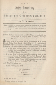 Gesetz-Sammlung für die Königlichen Preußischen Staaten. 1884, Nr. 5 (13 Februar)