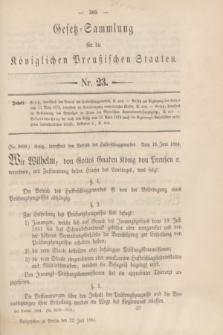 Gesetz-Sammlung für die Königlichen Preußischen Staaten. 1884, Nr. 23 (22 Juli)