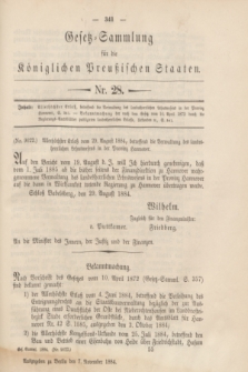 Gesetz-Sammlung für die Königlichen Preußischen Staaten. 1884, Nr. 28 (7 November)