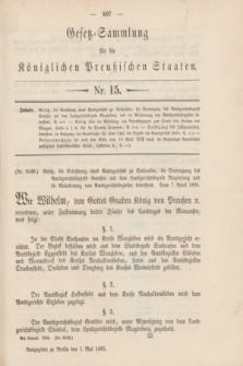 Gesetz-Sammlung für die Königlichen Preußischen Staaten. 1885, Nr. 15 (1 Mai)