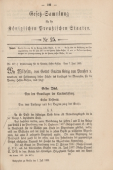 Gesetz-Sammlung für die Königlichen Preußischen Staaten. 1885, Nr. 25 (1 Juli)
