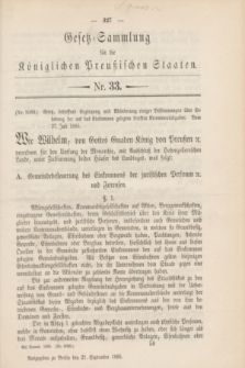 Gesetz-Sammlung für die Königlichen Preußischen Staaten. 1885, Nr. 33 (21 September)