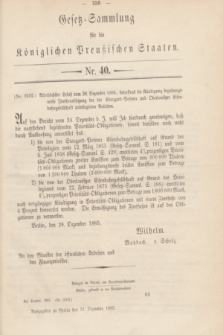 Gesetz-Sammlung für die Königlichen Preußischen Staaten. 1885, Nr. 40 (31 Dezember)