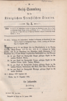 Gesetz-Sammlung für die Königlichen Preußischen Staaten. 1886, Nr. 3 (18 Januar)