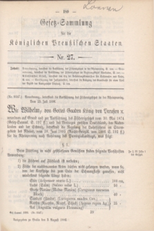 Gesetz-Sammlung für die Königlichen Preußischen Staaten. 1886, Nr. 27 (3 August)