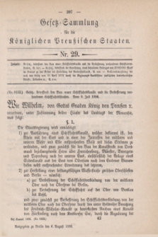 Gesetz-Sammlung für die Königlichen Preußischen Staaten. 1886, Nr. 29 (6 August)