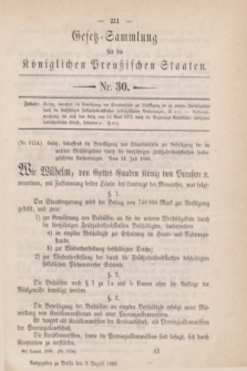 Gesetz-Sammlung für die Königlichen Preußischen Staaten. 1886, Nr. 30 (9 August)