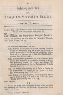 Gesetz-Sammlung für die Königlichen Preußischen Staaten. 1887, Nr. 10 (2 April)