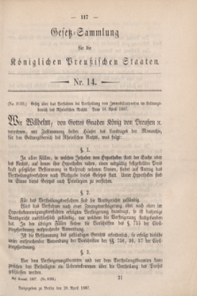 Gesetz-Sammlung für die Königlichen Preußischen Staaten. 1887, Nr. 14 (28 April)