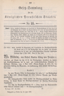 Gesetz-Sammlung für die Königlichen Preußischen Staaten. 1887, Nr. 21 (18 Juni)