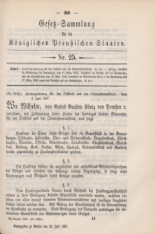 Gesetz-Sammlung für die Königlichen Preußischen Staaten. 1887, Nr. 25 (25 Juli)