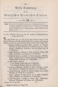 Gesetz-Sammlung für die Königlichen Preußischen Staaten. 1887, Nr. 29 (17 August)