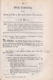 Gesetz-Sammlung für die Königlichen Preußischen Staaten. 1887, Nr. 33 (14 September)