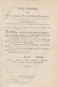 Gesetz-Sammlung für die Königlichen Preußischen Staaten. 1888, Nr. 1 (4 Januar)