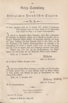 Gesetz-Sammlung für die Königlichen Preußischen Staaten. 1888, Nr. 5 (8 März)