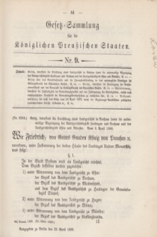 Gesetz-Sammlung für die Königlichen Preußischen Staaten. 1888, Nr. 9 (23 April)