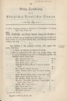 Gesetz-Sammlung für die Königlichen Preußischen Staaten. 1888, Nr. 14 (28 Mai)