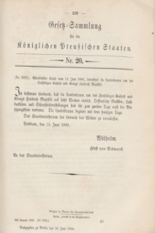 Gesetz-Sammlung für die Königlichen Preußischen Staaten. 1888, Nr. 20 (16 Juni)