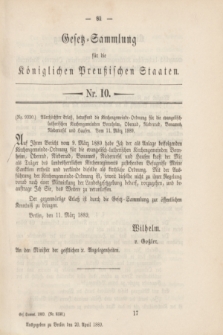 Gesetz-Sammlung für die Königlichen Preußischen Staaten. 1889, Nr. 10 (20 April)