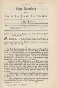 Gesetz-Sammlung für die Königlichen Preußischen Staaten. 1889, Nr. 13 (31 Mai)