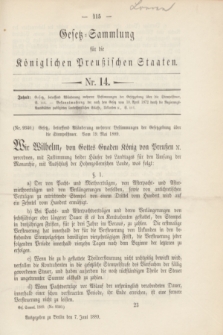 Gesetz-Sammlung für die Königlichen Preußischen Staaten. 1889, Nr. 14 (7 Juni)