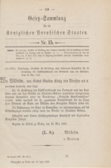 Gesetz-Sammlung für die Königlichen Preußischen Staaten. 1889, Nr. 15 (18 Juni)