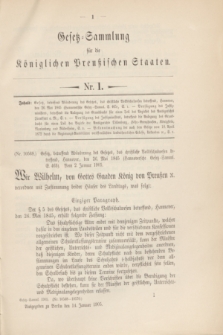 Gesetz-Sammlung für die Königlichen Preußischen Staaten. 1905, Nr. 1 (14 Januar)