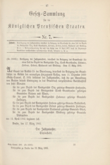 Gesetz-Sammlung für die Königlichen Preußischen Staaten. 1905, Nr. 7 (22 März)
