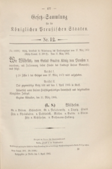 Gesetz-Sammlung für die Königlichen Preußischen Staaten. 1905, Nr. 12 (1 April)