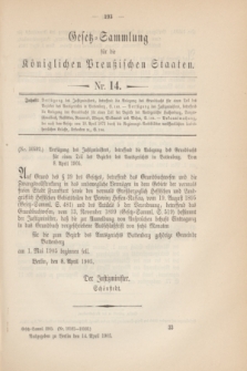 Gesetz-Sammlung für die Königlichen Preußischen Staaten. 1905, Nr. 14 (14 April)
