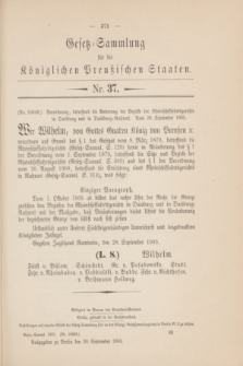 Gesetz-Sammlung für die Königlichen Preußischen Staaten. 1905, Nr. 37 (30 September)